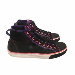 Adidas NZA Shell Toe Black Pink, Purple High tops size 9.5 woman